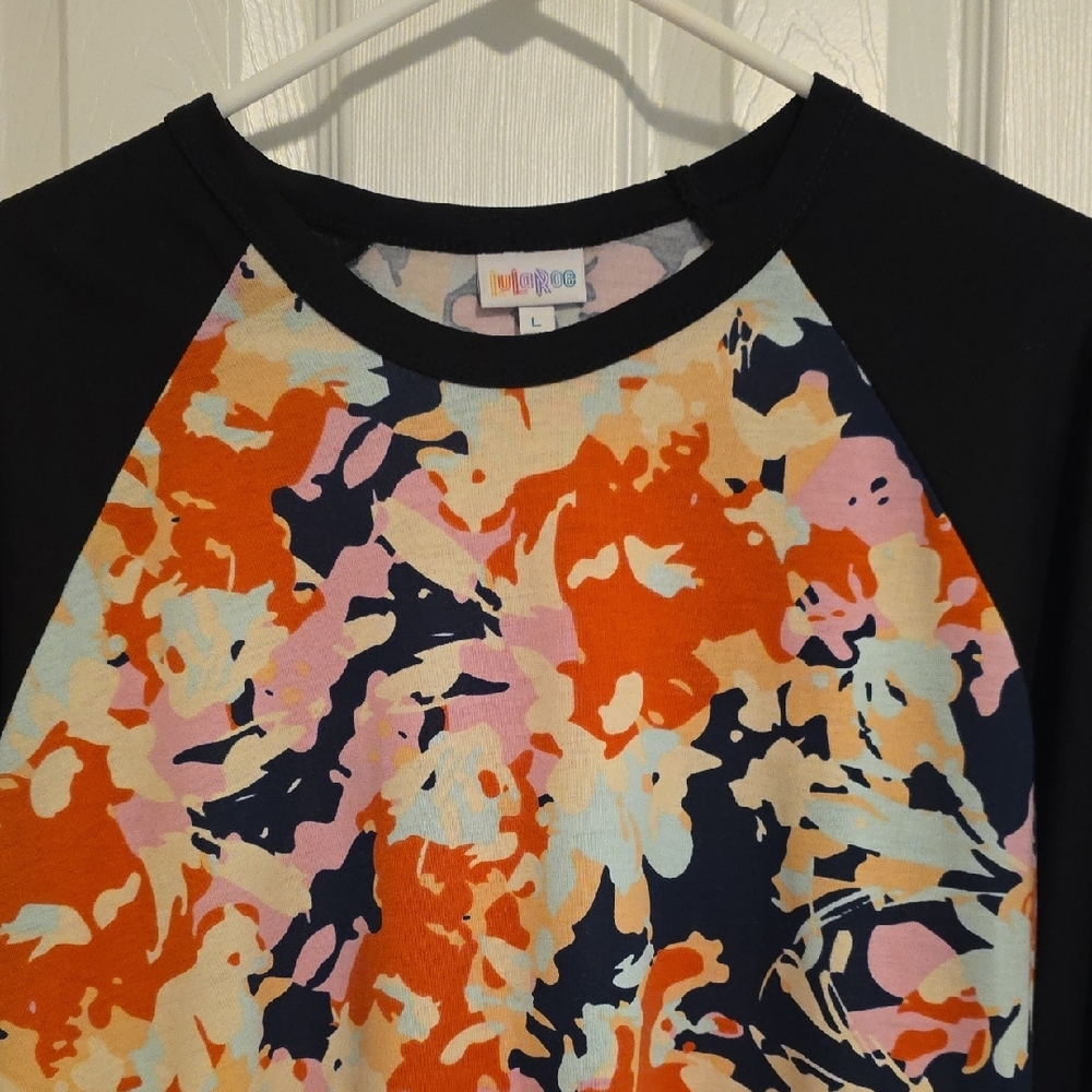 LuLaRoe Black and Orange Long Sleeve Tee